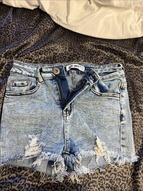 Billie Savvy Light Blue Distressed Denim Shorts